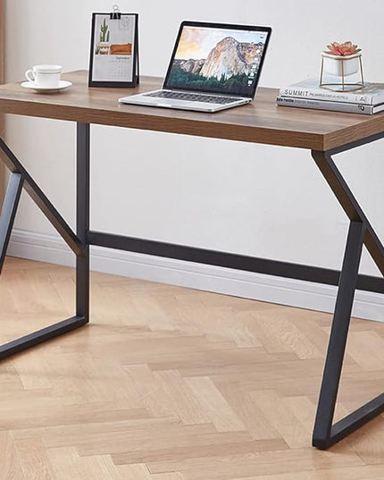 HSH Home Office Computer Desk, Industrial Modern Simple Metal Wooden PC Laptop Executive Desk, Farmhouse Student Computer Table for Work Study Writing Gaming in Bedroom Living Room, Rustic Oak 47 Inch