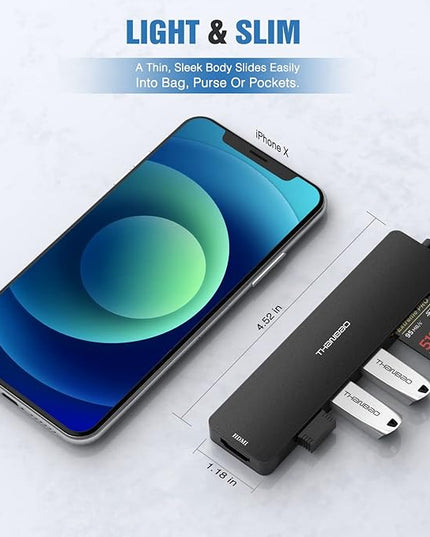 USB C Hub Multiport Adapter USB C Dongle for MacBook Pro, 7 in 1 Dongle USB-C to HDMI, 3 USB 3.0 Ports, SD/TF Card Reader Compatible for MacBook Pro, XPS More Type C Devices