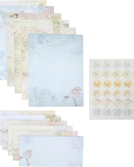 Paper Junkie Vintage Floral Letter Paper & Envelopes Set - 7.25 x 10.25 in, Multicolor - 60 Sheets & 30 Envelopes - Printer-Friendly Vintage Stationery Paper