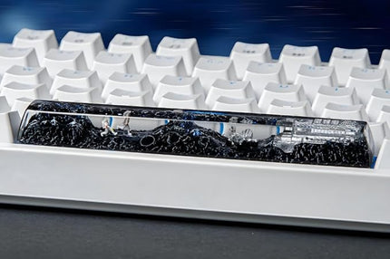 Blue Spaceship Astronaut Galaxy Artisan Spacebar Keycap SA Profile Custom Spacebar 6.25U Keycaps Handmade Gaming Resin Key Cap Cherry MX Switch Compatible Mechanical Keyboard Space Lover Gift