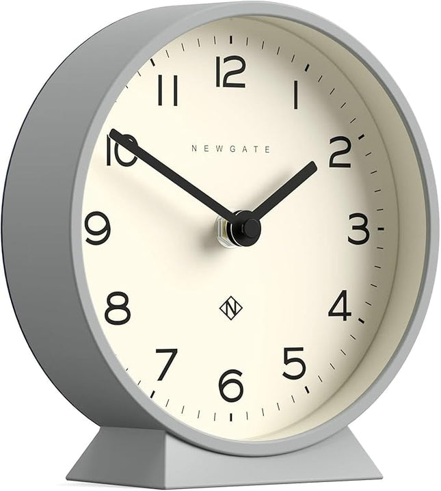 NEWGATE® M Mantel Echo Desk Clock | Modern Round Design | Posh Gray | Easy to Read Numbers | Contemporary Style for Desk, Table, Shelf or Bedside