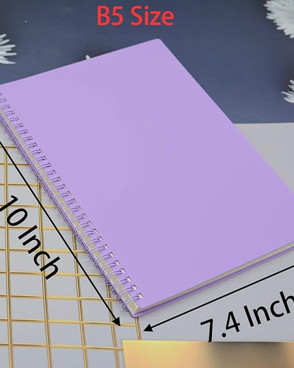 Yansanido Spiral Notebook, 4 Pcs 10 Inch x 7.4 Inch B5 Thick Plastic Hardcover 7mm College Ruled 4 Color 80 Sheets -160 Pages Journals for Study, Work, Travel and Notes (B5, 4 Pcs Dark Color 2)