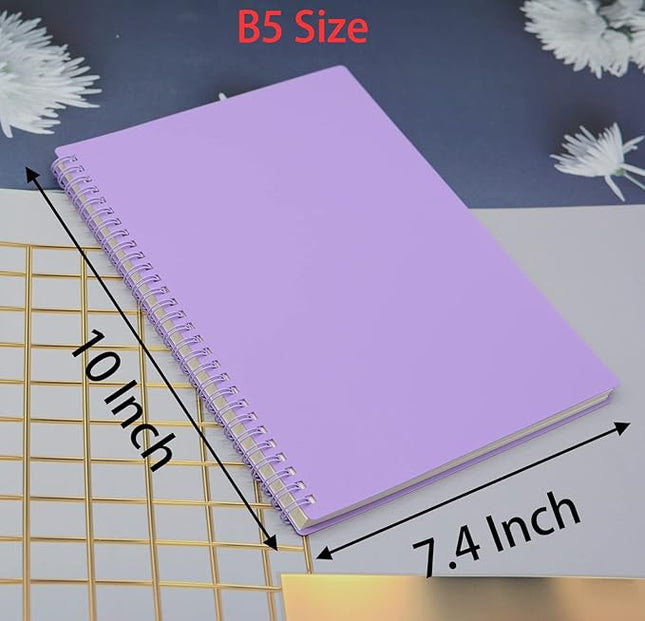 Yansanido Spiral Notebook, 4 Pcs 10 Inch x 7.4 Inch B5 Thick Plastic Hardcover 7mm College Ruled 4 Color 80 Sheets -160 Pages Journals for Study, Work, Travel and Notes (B5, 4 Pcs Dark Color 2)