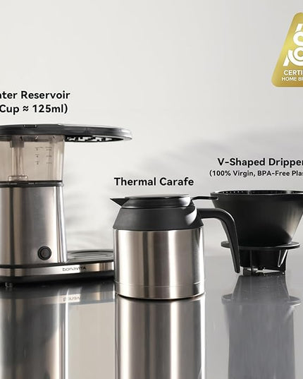 Bonavita 5 Cup Drip Coffee Maker Machine, One-Touch Pour Over, Auto Pause Brewing with Stainless Steel Double Wall Thermal Carafe, SCA Certified, Dishwasher Safe, BV1500TS