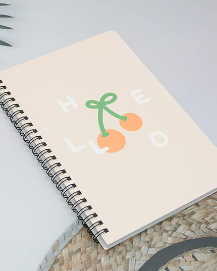 Yansanido Spiral Notebook, 4 Pcs A5 Cherry Design Hardcover 8mm Ruled 4 Color 80 Sheets -160 Pages Journals for Study and Notes (Cherry)
