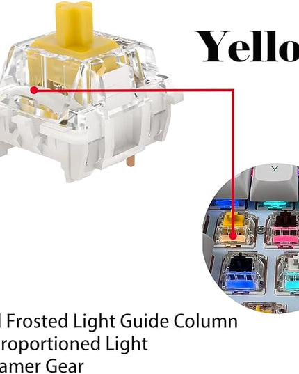 Gateron G Pro 3.0 Yellow Keyboard Switches,Linear 3-pin RGB Pre-lubed for Gaming Mechanical Keyboard(Yellow,45PCS)