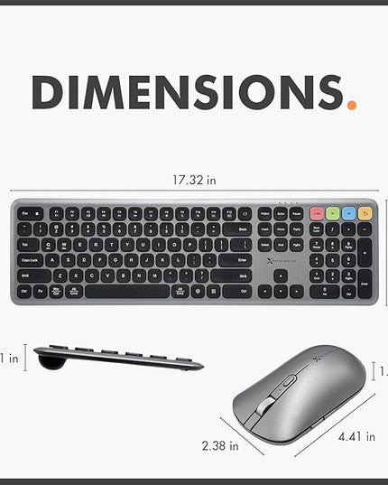 X9 Wireless Bluetooth Keyboard and Mouse Combo (Bluetooth, 2.4Ghz, USB C Wired) - Multi-Device Rechargeable Slim Keyboard and Mouse for Laptop, Windows, PC, Mac, iPad iOS, Android
