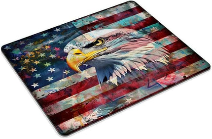Square Mouse Pad Vibrant Colorful Eagle with National Flag-3,Gaming Mouse Pads for Desk,Soft Computer Waterproof Non-Slip Mouse Mat