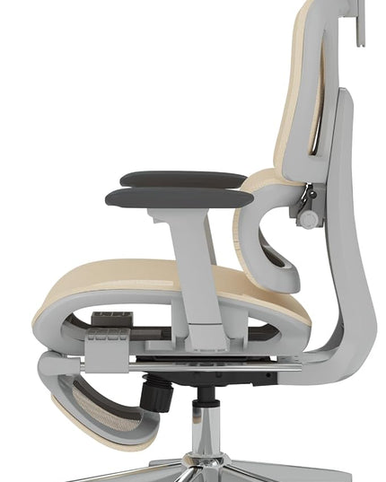 FLEXISPOT ErgoX Premium Ergonomic Office Chair with Footrest- Adjustable 3D Armrests, Dynamic Lumbar Support, Recline & Tilt Function, Mesh Seat, for Home & Office Use,Cream