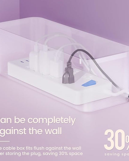 Delamu 2 Pack Cable Management Box, Stylish Cable Box with Cord Organizer for Desk, Pet & Child-Proof Power Strip Hider Box and Floor Cord Covers, Ideal for Home & Office, Durable Cable Organizer Box