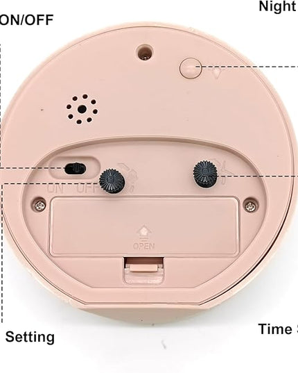 Alarm Clock with Backlight, 4 Inches Cute Analog Round Digital Quartz Clock, Non Ticking, Battery Operated ,Frosted Texture, Simply Design for Living Room, Bedroom ,Bedside, Desk Decorative(Pink)