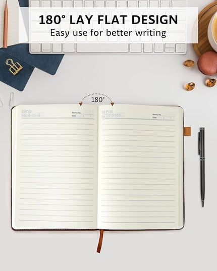 HULIPARK Leather Notebook Journal with Pen, A5 Lined Hardcover Notebook with Magnetic Closure, 240 Pages Daily Journal for Men Women, Ruled Journal Notebooks for Work, Writing, Note Taking - Brown