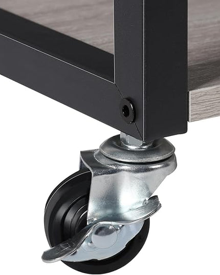 SEHERTIWY 2 Tier Computer Tower Stand, Black CPU Holder Cart with Rolling Caster Wheels, Mobile PC Tower Stand for Office Home Studio