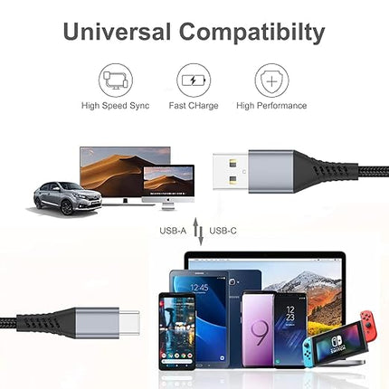 6 inch USB C Cable Short, 0.5ft 3-Pack USB A to USB C Cable Braided USB Type C Fast Charging Cable C Type Charger Cord for Samsung Galaxy S24 S23 Note 20, Moto G8, Google Pixel, iPhone 15 16 Pro Max
