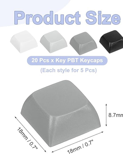PATIKIL PBT Keycap Set, 20Pcs Colorful Mechanical Numeric Keypads Portable Blank Keycaps for Daily Office Work Gaming Entertainment Creative Design, 4 Colors