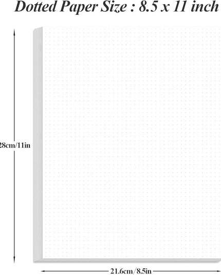 Unpunched Dotted Paper, Letter Size 100Sheets / 200Pages Loose-Leaf Paper, 100gsm White Paper, 8.5'' x 11''