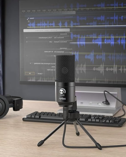 FIFINE USB Microphone, Metal Condenser Recording Microphone for MAC OS, Windows, Cardioid Laptop Mic for Recording Vocals, Voice Overs, Streaming, Meeting and YouTube Videos-K669B