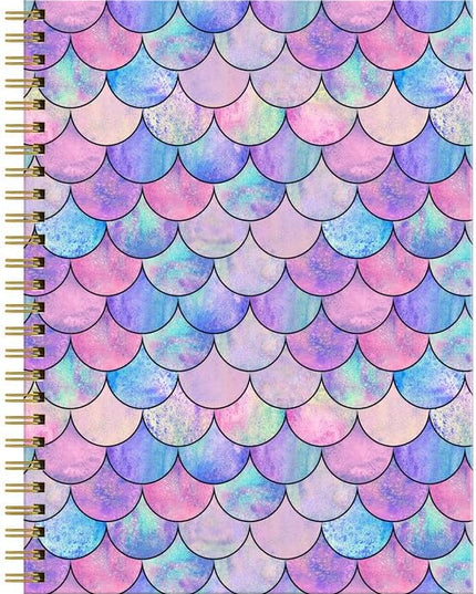 Spiral Journal Notebook for Women,A5 College Ruled Notebooks 6"x 8.4", 120 Pages (60 Sheets) Lined Journal with Premium Thick Paper,Perfect for School Office Home(Mermaid Fish Scale)