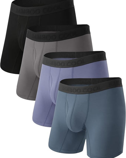 BAMBOO COOL Men's Ultra Breathable Underwear,No Riding Up Boxer Briefs with ComfortFlexible Waistband,Multipack