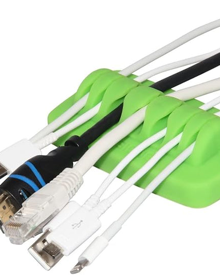 Heaviest Cable Organizer on The Market! Compact and Weighted Desktop Cord Holder and Cable Organizer, Eco-Friendly Silicone, No Bad Smell, Bundled with 4 Reusable Cable Ties! (Green)