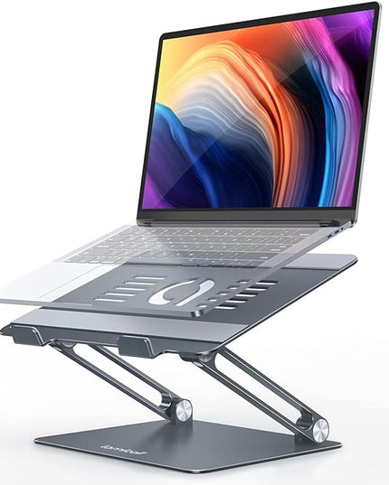 Lamicall Adjustable Laptop Stand, Portable Laptop Riser, Aluminum Laptop Stand for Desk Foldable, Ergonomic Computer Notebook Stand Holder for MacBook Air Pro, Dell XPS, HP (10-17.3'') - Grey