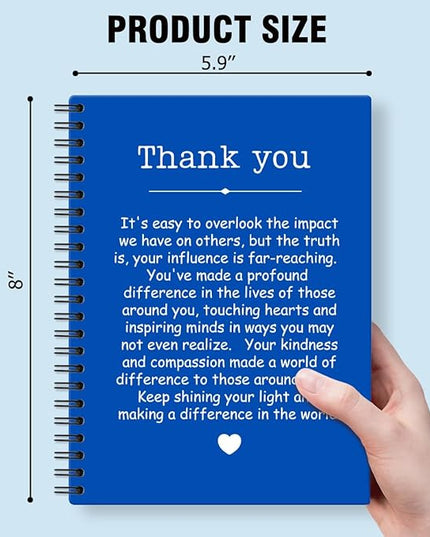 Thank You Dark Blue Hardcover 160 Pages Spiral Notebooks, Funny Thank You Gifts for Women Men Coworkers Leader Mentor, Appreciation Gifts for Employees, Thanksgiving Gifts for Colleagues Leaders