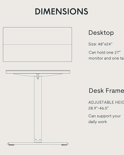 FLEXISPOT Standing Desk Electric Height Adjustable Desk with 48 x 24 Inch Splice Board, Home Office Computer Workstation, White Top + White Frame
