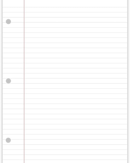 A5 Filler Paper, 3 Hole Planner Refills, Organizer, Loose-leaf Binder Paper, 100 Sheets/200 Pages, Lined, 100gsm, White, 5.8 x 8.2 Inch, 3 Hole Filler Paper, Mini Binder Refill Inserts