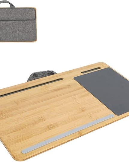 SUMISKY Laptop Lap Desk with Cushion Protable LapDesk with Handle Tablet Support Phone Holder and Mouse Pad Oversized Bamboo Laptop Stand for Sofa Fits Up to 17 Inches