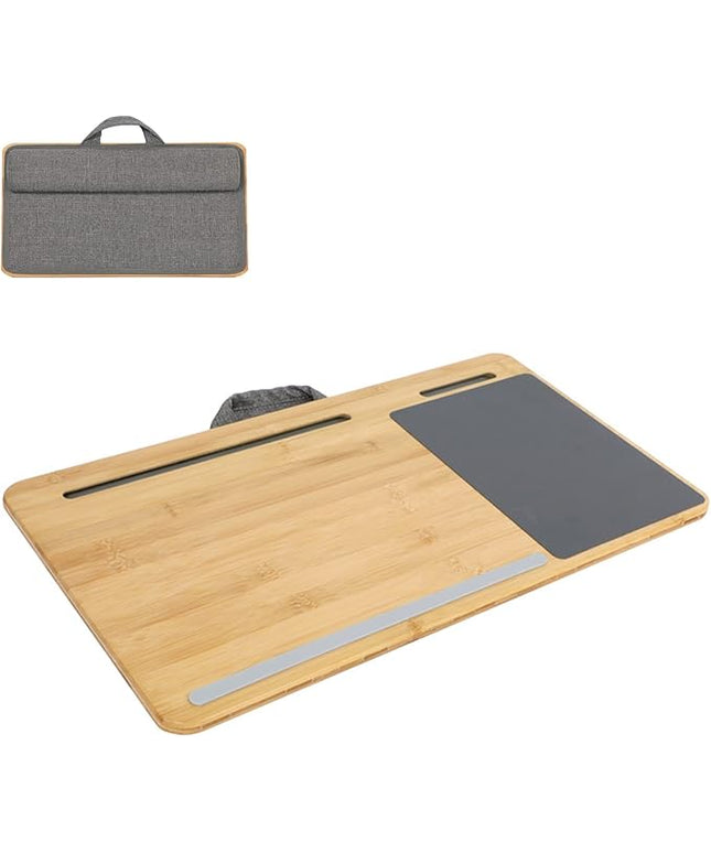 SUMISKY Laptop Lap Desk with Cushion Protable LapDesk with Handle Tablet Support Phone Holder and Mouse Pad Oversized Bamboo Laptop Stand for Sofa Fits Up to 17 Inches