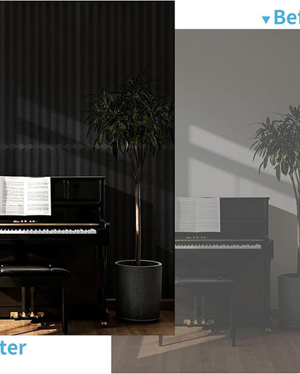 Art3d 10-Pack Peel and Stick Acoustic Panels with Acrylic Tape - 12 x 48 inches, Self Adhesive Sound Absorbing Polyester Wall Panels for Home Office Studio, Black