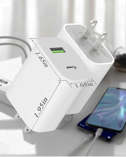4 Pack USB C Charger Block, Dual Port Type C Wall Charger Fast Charging 20W Power Adapter Cube for iPhone 14/14 Pro/14 Pro Max/14 Plus/13/12/11, XS/XR/X, iPad, Samsung, More