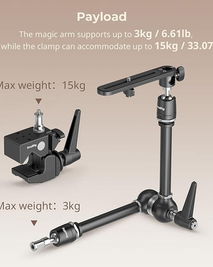 SMALLRIG Friction Magic Arm Camera Mount with Super Clamp and Platform, Overhead Camera Desk Mount Srand, Studio Space Saver, Heavy Duty Mount/Bracket for Lights, Cameras