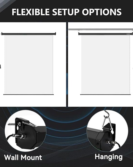 RAUBAY Motorized Pull Down White Screen Backdrop - 78.7" x 86.6" Collapsible Wall-Mount Background for Professional Video Production, Photography Studio, Video Conferencing and YouTube, TikTok Creator