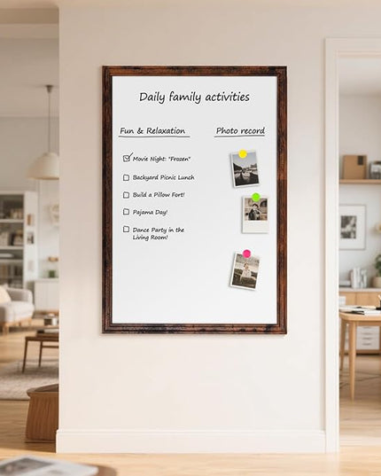 Large White Board for Wall, 48''x36'' Magnetic Dry Erase Board, 4'x3' Decorative Whiteboard with White Vintage Wooden Frame, Hanging Writing Board for Home Office School Classroom