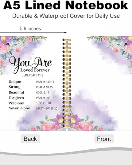You are Loved Forever Spiral Notebook, Floral Christian Notebook, Church Prayer Journal, Inspirational Bible Verse Writing Gifts for Women Men Friends Teachers Sister BFF