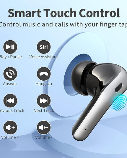 TAGRY 2 Sets X08 Purple and Black Bluetooth Headphones True Wireless Earbuds 60H Playback Ear Buds with Wireless Charging Case in-Ear Earbuds with Mic