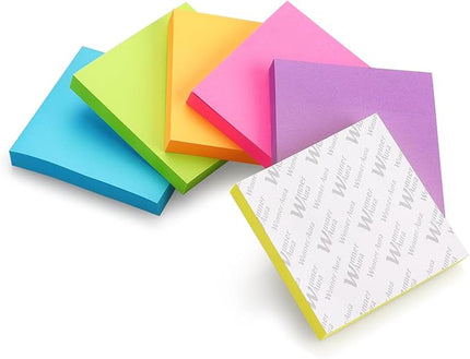 Winner Aura 3x3 Inch Bright Colors Self-Stick Sticky Notes, 6 Pack, 100 Sheets per Pad, Total 600 Sheets