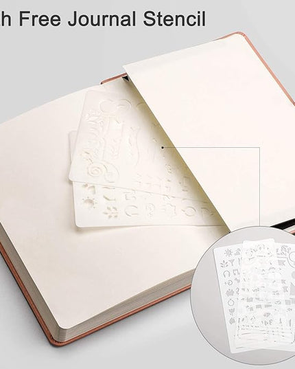 EMSHOI Dotted Notebook - 256 Pages A5 Bullet Dotted Journal, Hardcover Dot Grid Notebook, Leather Notebooks for Work, 120gsm Thick Paper,16 Perforated Pages, Inner Pocket,5.75'' × 8.38''-Pink