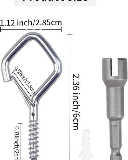 Sexoeie 100 PCS Silver Eye Screw Hooks for Hanging Heavy Duty with Safety Buckle.Metal Ceiling Hooks for Hanging Plants Cup Wind Chime Bird Feeders Patio Lights at Indoor&Outdoor