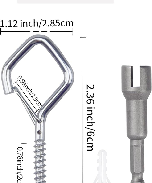 Sexoeie 100 PCS Silver Eye Screw Hooks for Hanging Heavy Duty with Safety Buckle.Metal Ceiling Hooks for Hanging Plants Cup Wind Chime Bird Feeders Patio Lights at Indoor&Outdoor