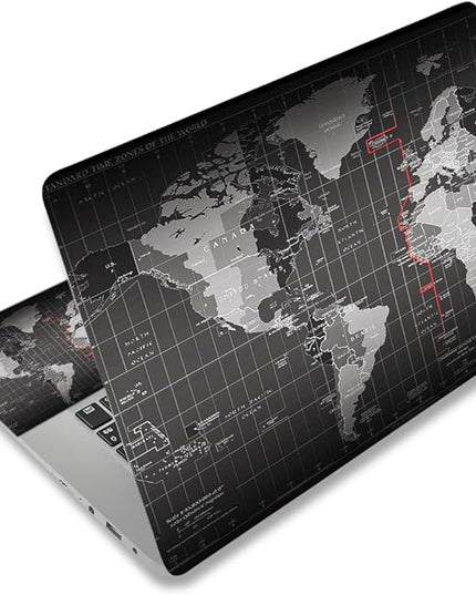 Laptop Skin Sticker Decal,12" 13" 13.3" 14" 15" 15.4" 15.6 inch Laptop Vinyl Skin Sticker Cover Art Protector Notebook PC (2 Wrist Pad Skins Included), Decorative Waterproof Removable,World Map