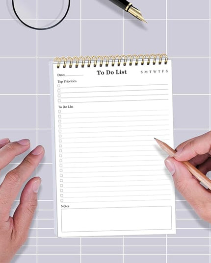 (20-Pack) To Do List Notepad - A5 Undated Daily Planner, 1000 Sheets/2000 Pages To Do List Notebook for Work, Spiral Waterproof Notepad for Office Supplies, School Planner, 5.8" x 8.3"