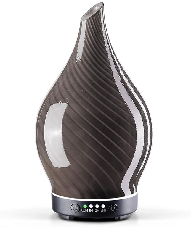Porseme 150ml Essential Oil Diffuser Glass Color Changing Aroma Air Diffusers Aromatherapy Ultrasonic Cool Mist Humidifier 6 Running Hours Waterless Auto-Off for Sleeping Yoga Office Spa (Pure Grey)