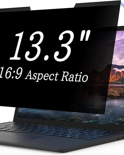 Magnetic Laptop Privacy Screen 13.3 Inch for 16:9 Computer Monitor, Removable 13.3” Anti Glare Protector Blue Light Filter Shield Compatible with HP Dell Xps Acer Asus Samsung Lenovo ThinkPad Envy