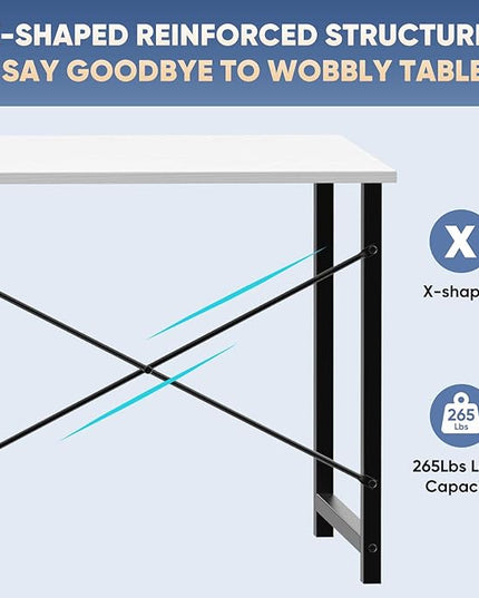 DUMOS 32 Inch Office Small Computer Desk Modern Simple Style Writing Study Work Table for Home Bedroom - Wood White