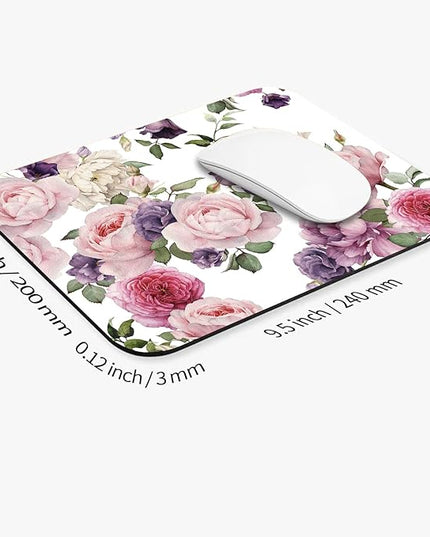 Square Mouse Pad Floral Roses,Personalized Premium-Textured Custom Mouse Mat Design,Washable Mousepad Cloth,Non-Slip Rubber Base Computer Mouse Pads for Wireless Mouse