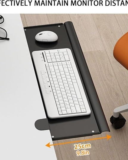 Pull Out Keyboard Tray with C Clamp Mount, Metal Keyboard Tray Under Desk, Slide-Out Platform Computer Drawer(White)