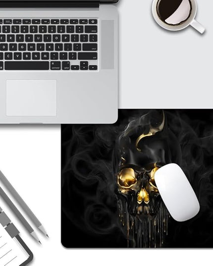 Gold Black Skull Square Mouse pad, Texture, Waterproof, Anti Slip Rubber Base, Computer Mouse pad, Laptop Mouse pad
