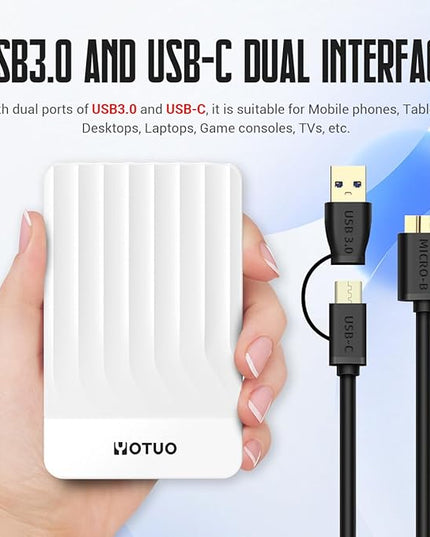 Portable External Hard Drive Storage Expansion Mobile HDD USB 3.0 for PC, Mac, Desktop, Laptop, PS4, PS5, Xbox One X/S, Xbox 360, Xbox Series X/S, Office & Game (White, 1TB)